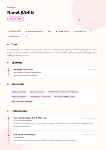 Ressam Cv Örnekleri cv indir